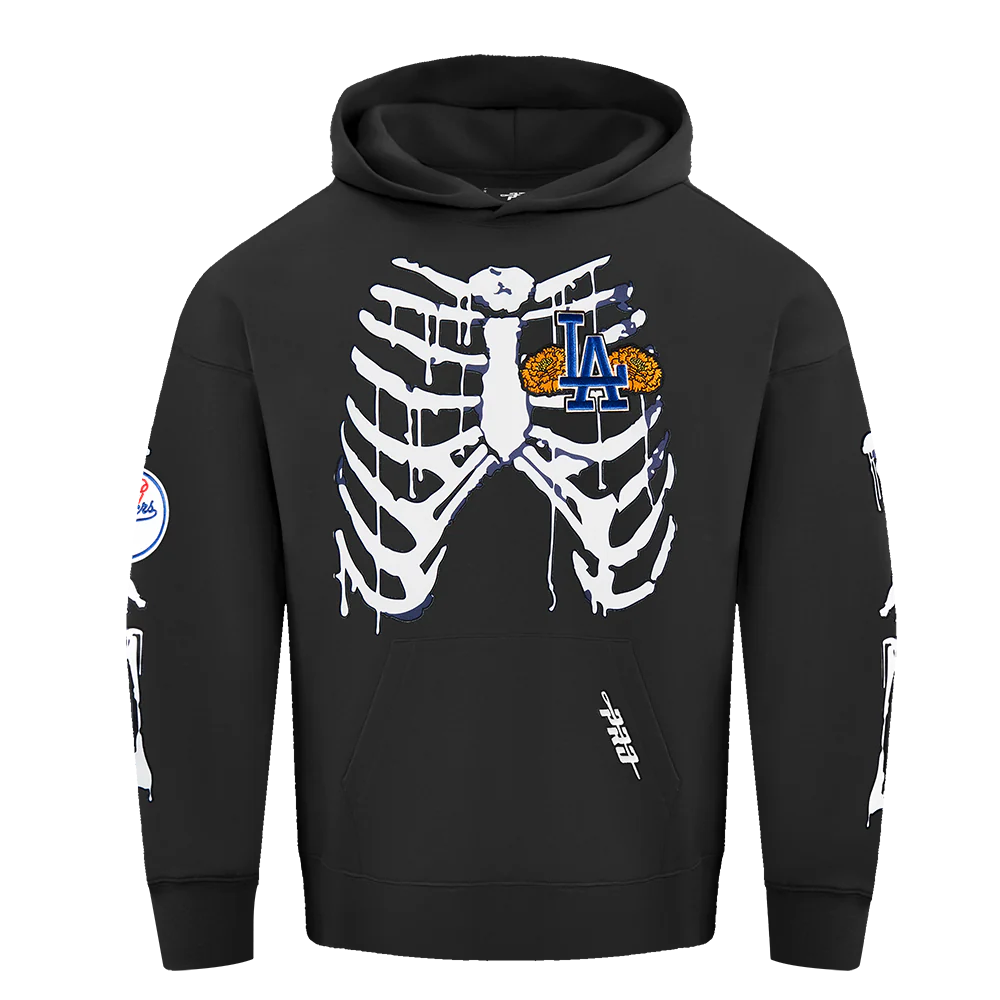 MLB LOS ANGELES DODGERS RIB CAGE MEN'S DROP SHOULDER FLEECE PULLOVER HOODIE