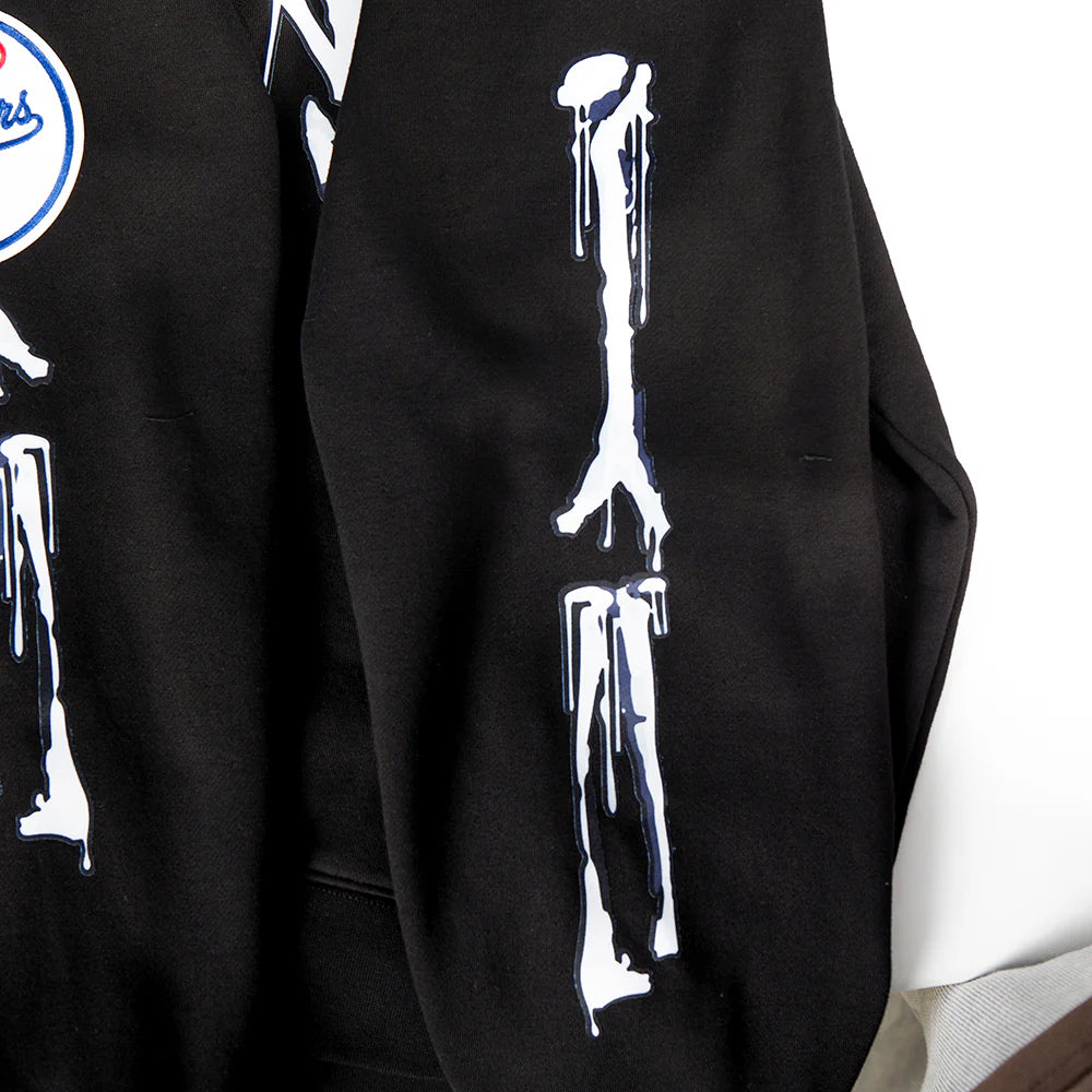 MLB LOS ANGELES DODGERS RIB CAGE MEN'S DROP SHOULDER FLEECE PULLOVER HOODIE