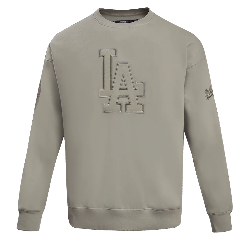MLB LOS ANGELES DODGERS NEUTRAL DROP SHOULDER FLEECE CREWNECK