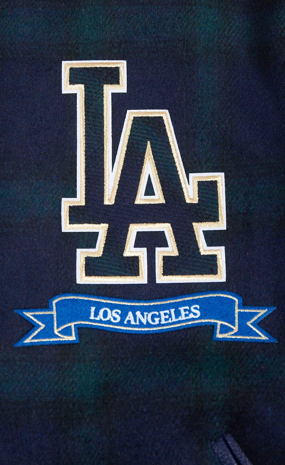 MLB LOS ANGELES DODGERS PRO PREP PLAID MEN'S WOOL VARSITY JACKET