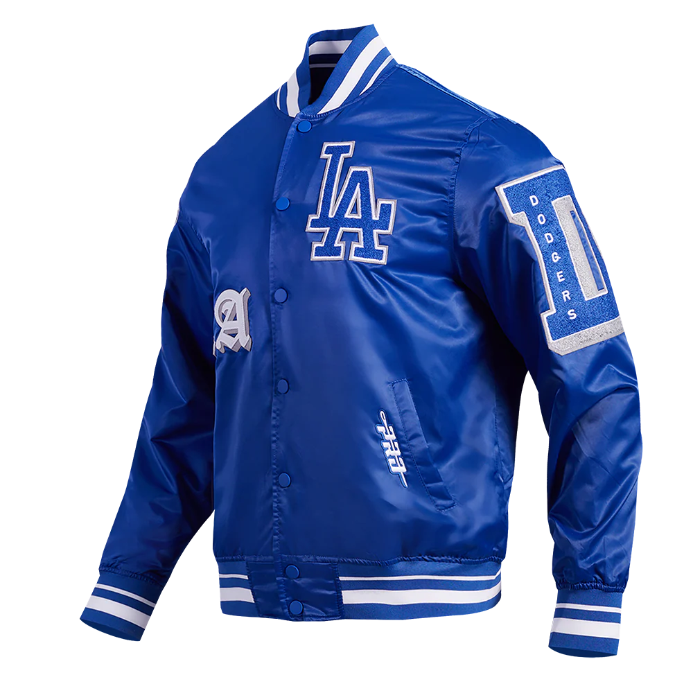 MLB LOS ANGELES DODGERS OLD ENGLISH MEN'S RIB SATIN JACKET