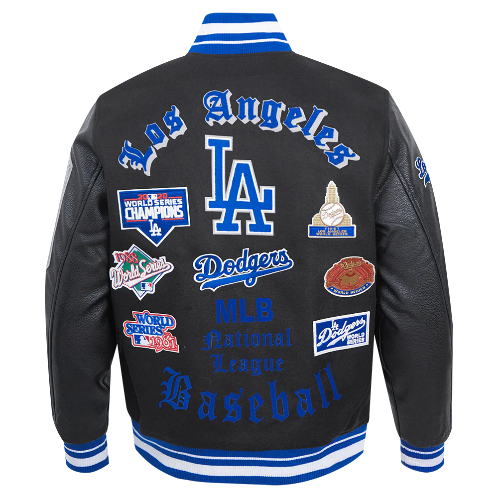 MLB LOS ANGELES DODGERS OLD ENGLISH MEN'S RIB WOOL VARSITY JACKET
