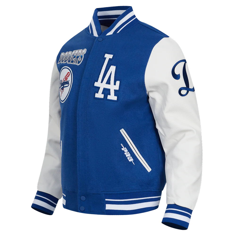 MLB LOS ANGELES DODGERS TURN IT UP MEN'S RIB WOOL VARSITY JACKET