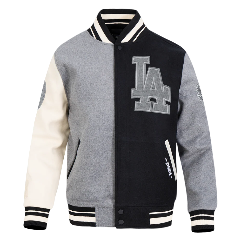 MLB LOS ANGELES DODGERS REVERSE FRENCH TERRY MEN'S COLOR BLOCK WOOL VARSITY JACKET