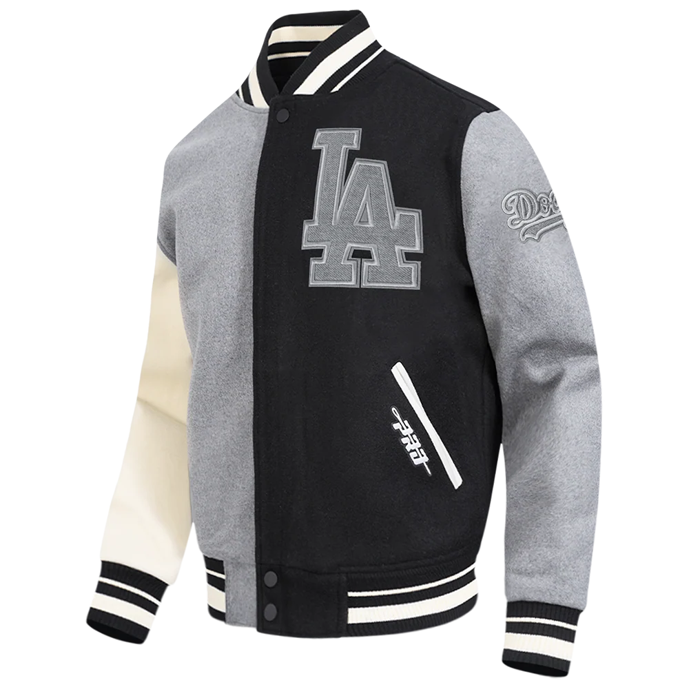 MLB LOS ANGELES DODGERS REVERSE FRENCH TERRY MEN'S COLOR BLOCK WOOL VARSITY JACKET