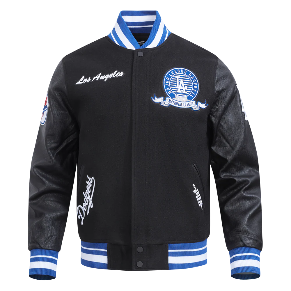 MLB LOS ANGELES DODGERS TEAM BADGE MEN'S RIB WOOL VARSITY JACKET