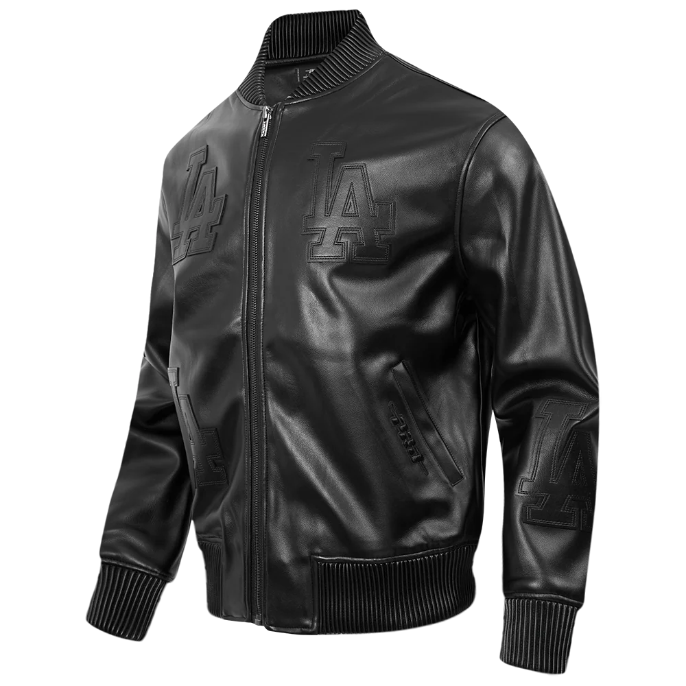 MLB LOS ANGELES DODGERS WASHED VANGUARD MEN'S LEATHER VARSITY JACKET