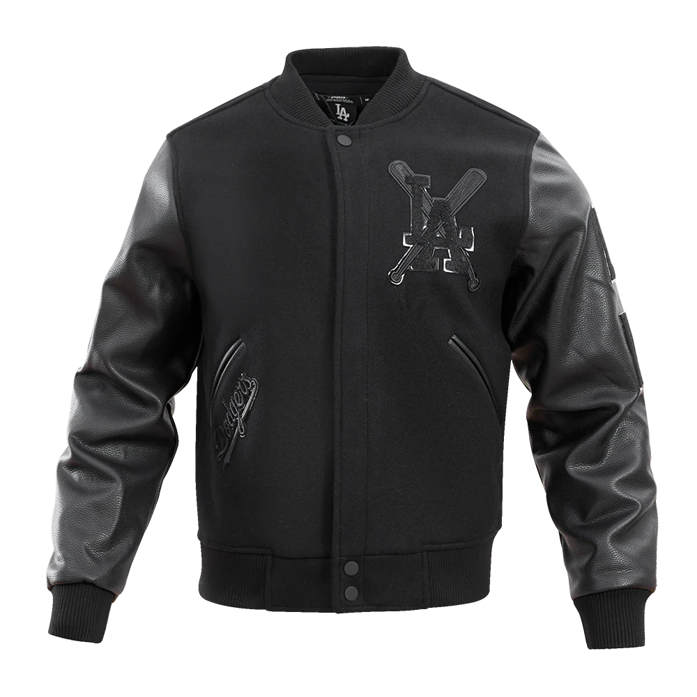 MLB LOS ANGELES DODGERS PRO TRIPLE BLACK MEN'S VARSITY JACKET