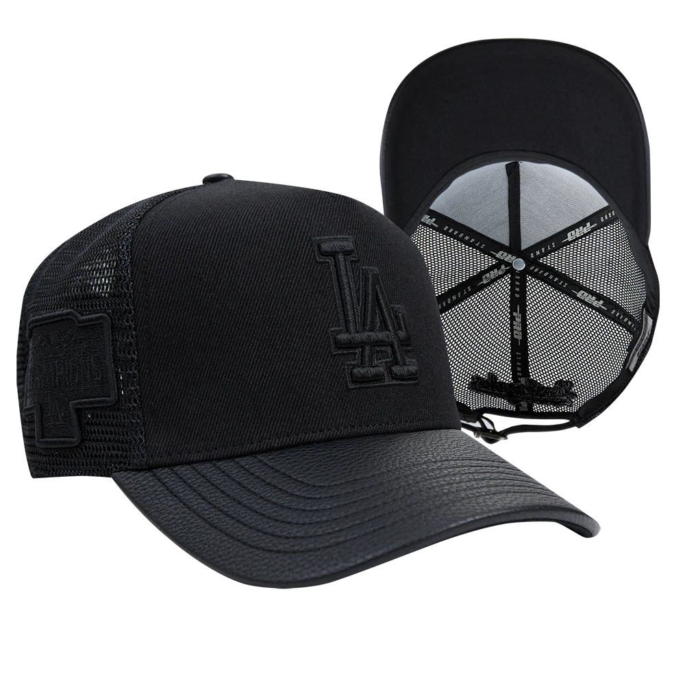 MLB LOS ANGELES DODGERS BLACK OUT CLASSIC LOGO PINCH FRONT STRAP