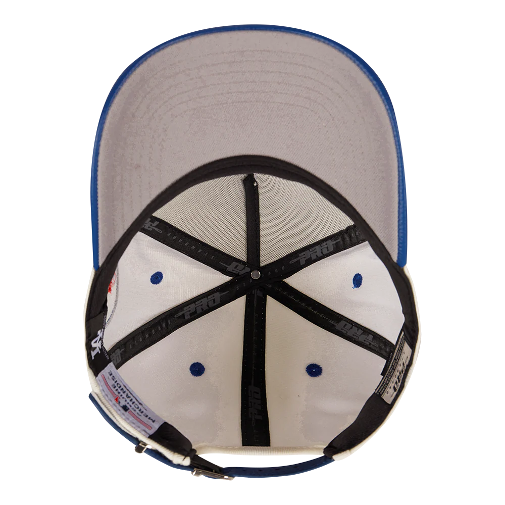 MLB LOS ANGELES DODGERS CHROME MEN'S LEATHER PINCH FRONT STRAPBACK HAT