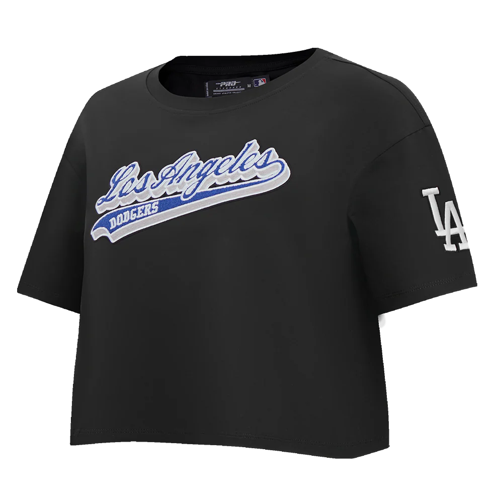 MLB LOS ANGELES DODGERS SCRIPT TAIL WOMEN'S SINGLE JERSEY BOXY TOP