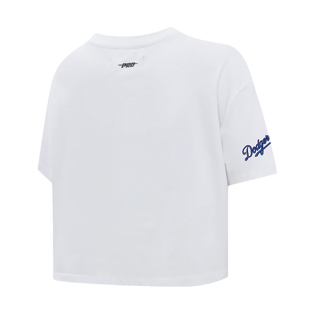 MLB LOS ANGELES DODGERS SCRIPT TAIL WOMEN'S SINGLE JERSEY BOXY TOP