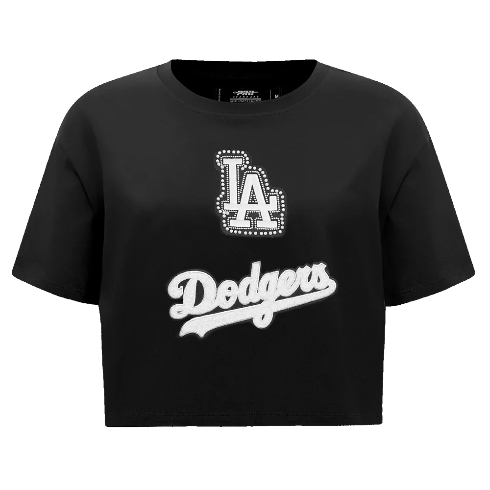 MLB LOS ANGELES DODGERS PEARLS WOMEN'S SINGLE JERSEY BOXY TOP