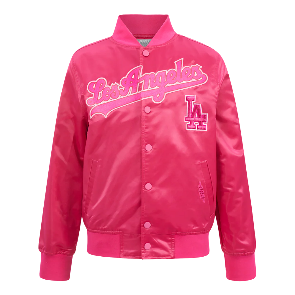 MLB LOS ANGELES DODGERS TRIPLE PINK BIG GIRLS SATIN JACKET