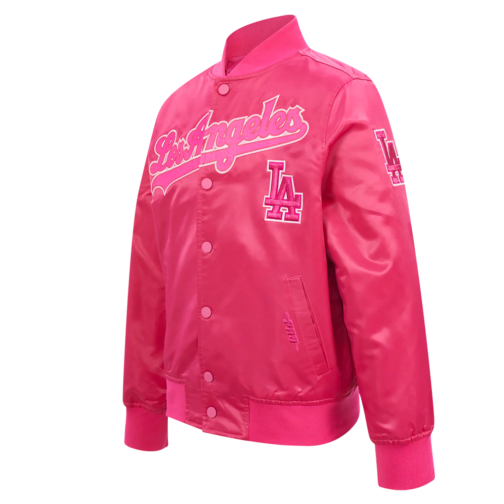 MLB LOS ANGELES DODGERS TRIPLE PINK BIG GIRLS SATIN JACKET