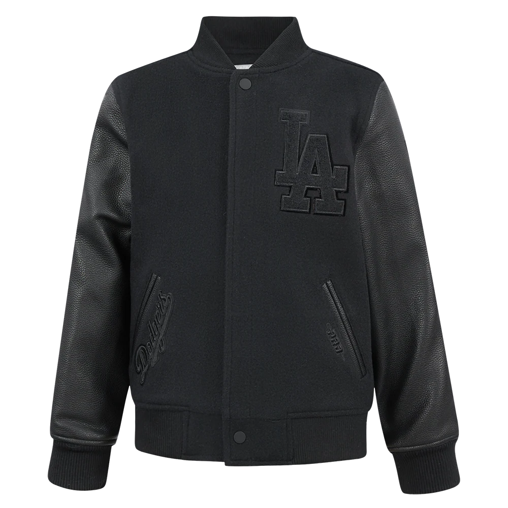 MLB LOS ANGELES DODGERS TRIPLE BLACK BIG BOYS WOOL VARSITY JACKET