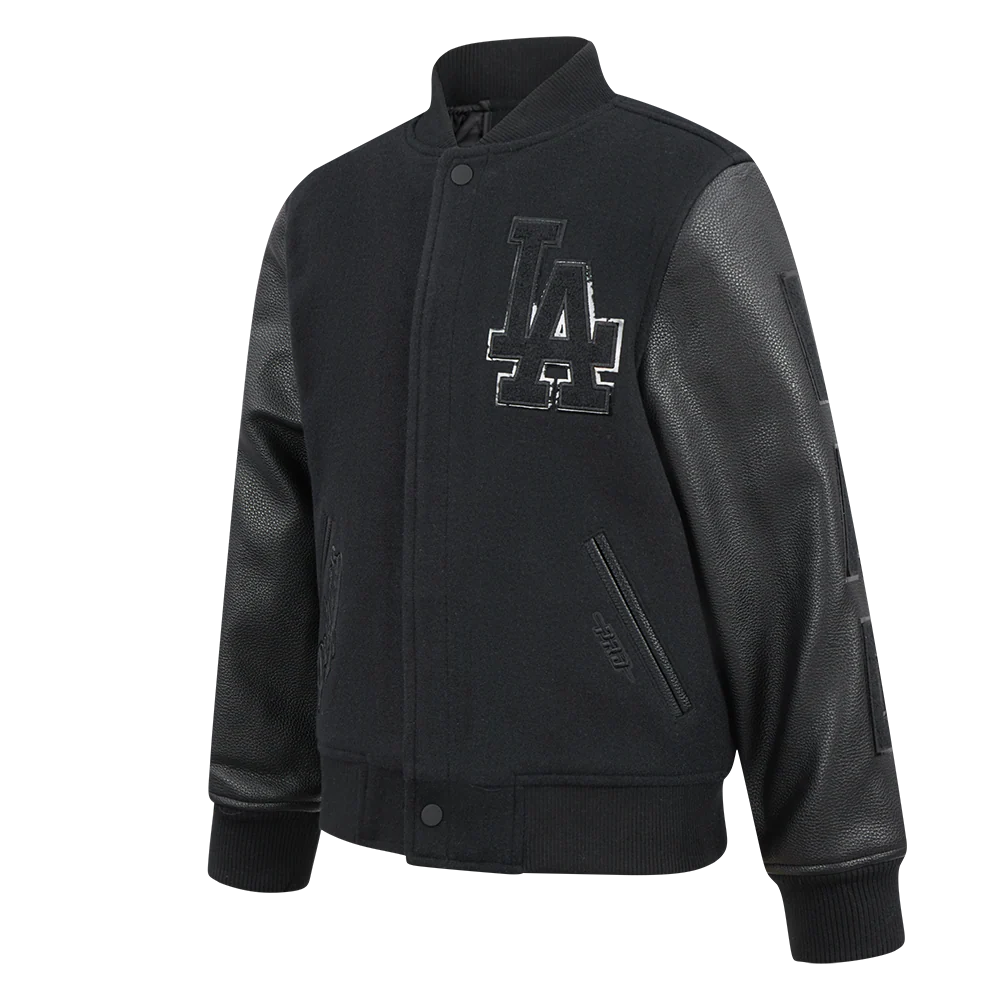MLB LOS ANGELES DODGERS TRIPLE BLACK BIG BOYS WOOL VARSITY JACKET