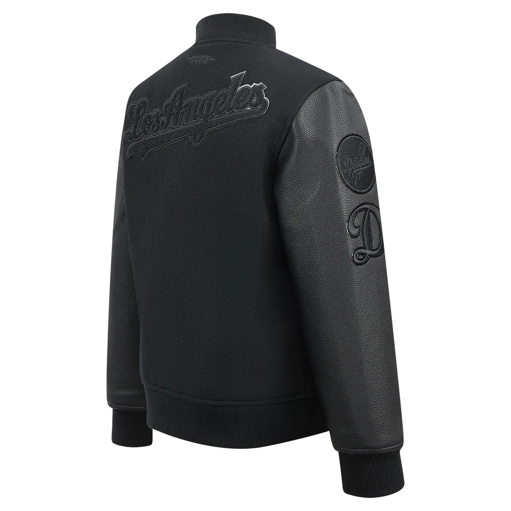 MLB LOS ANGELES DODGERS TRIPLE BLACK BIG BOYS WOOL VARSITY JACKET