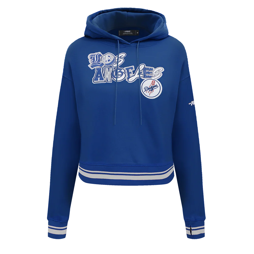MLB LOS ANGELES DODGERS CITY RANSOM WOMEN'S RIB FLEECE CROPPED PULLOVER HOODIE