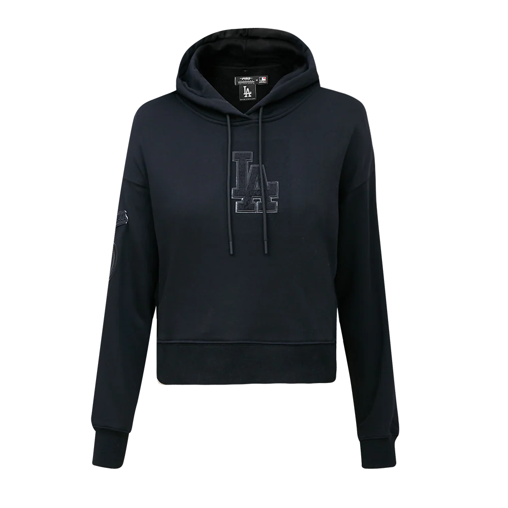 MLB LOS ANGELES DODGERS TRIPLE BLACK WOMEN'S CROPPED PULLOVER HOODIE