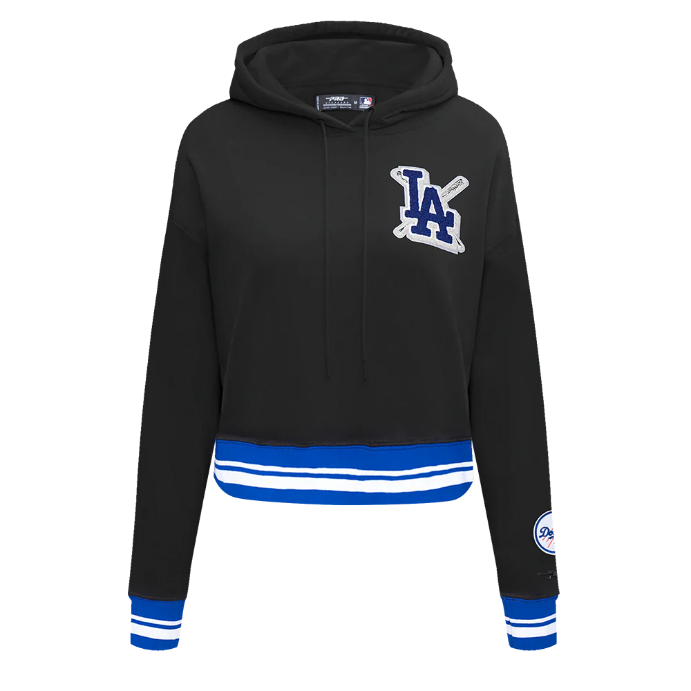 MLB LOS ANGELES DODGERS MASHUP WOMEN'S RIB CROPPED PULLOVER HOODIE