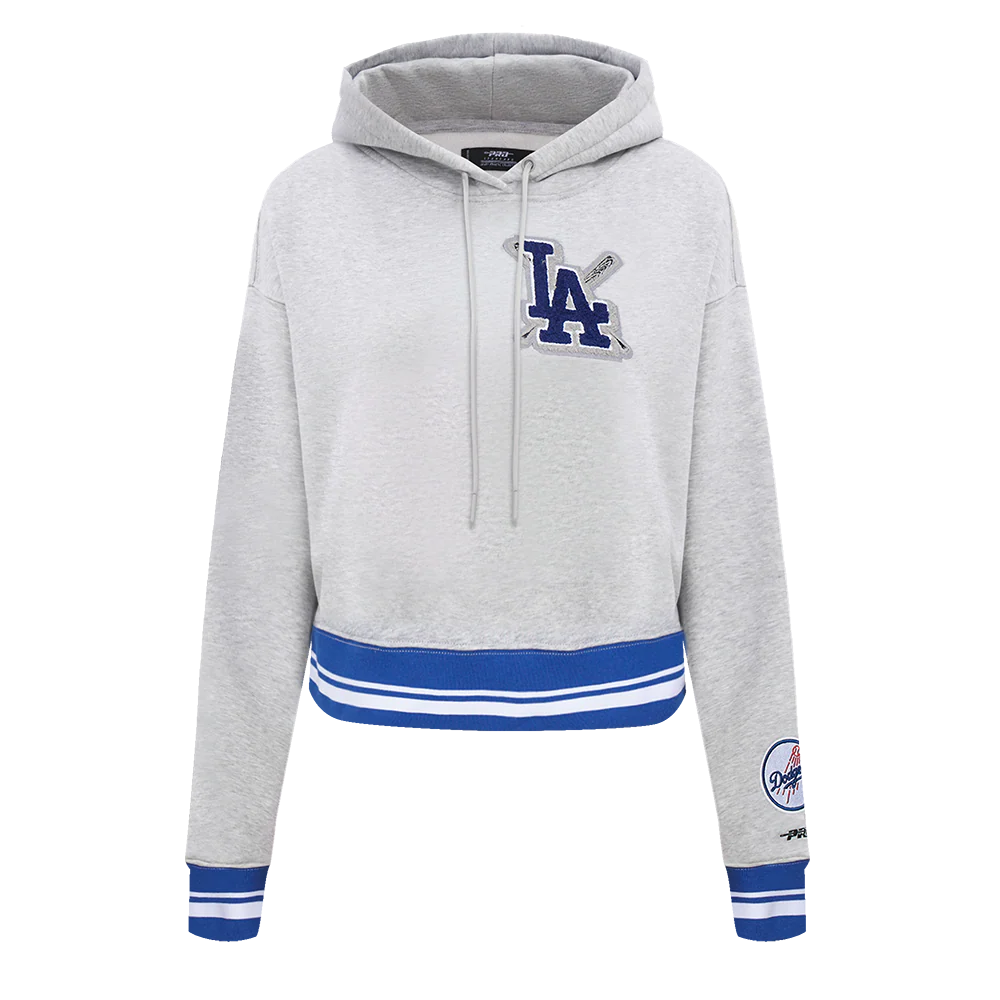 MLB LOS ANGELES DODGERS MASHUP WOMEN'S RIB CROPPED PULLOVER HOODIE