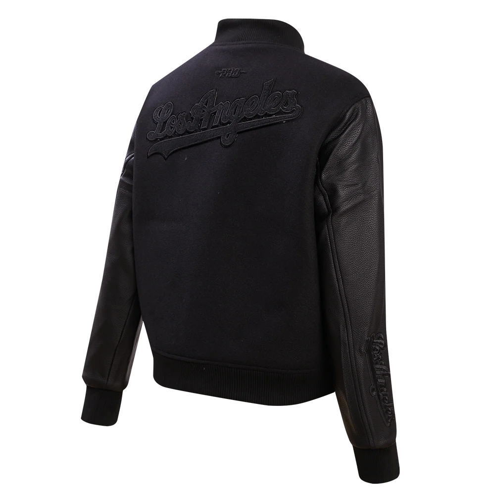 MLB LOS ANGELES DODGERS TRIPLE BLACK WOOL WOMEN'S VARSITY JACKET