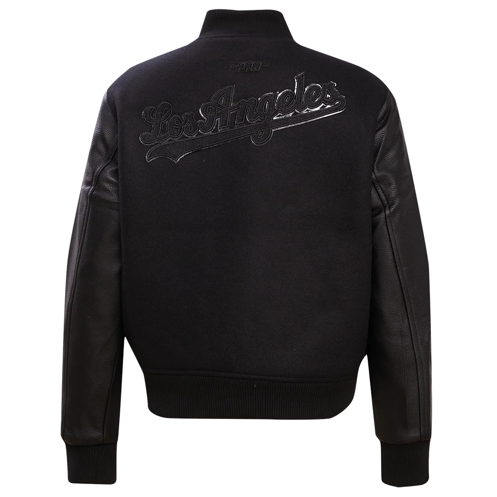 MLB LOS ANGELES DODGERS TRIPLE BLACK WOOL WOMEN'S VARSITY JACKET