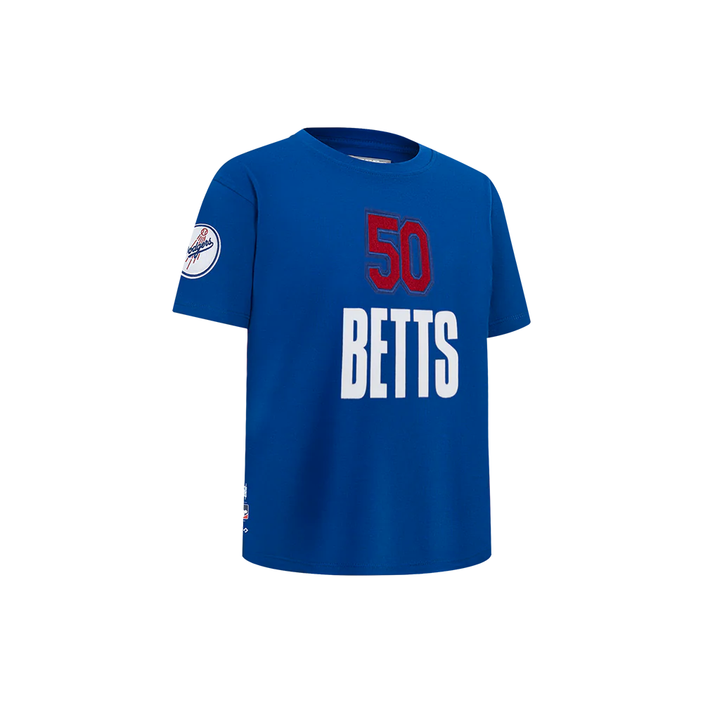MLB LOS ANGELES DODGERS MOOKIE BETTS #50 CLASSIC PLAYER NAME AND NUMBER LITTLE BOYS SHORT SLEEVE TOP