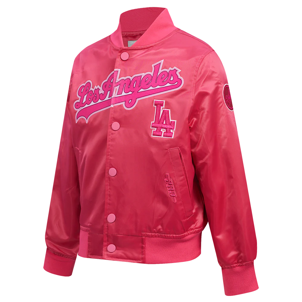 MLB LOS ANGELES DODGERS TRIPLE PINK LITTLE GIRLS SATIN JACKET