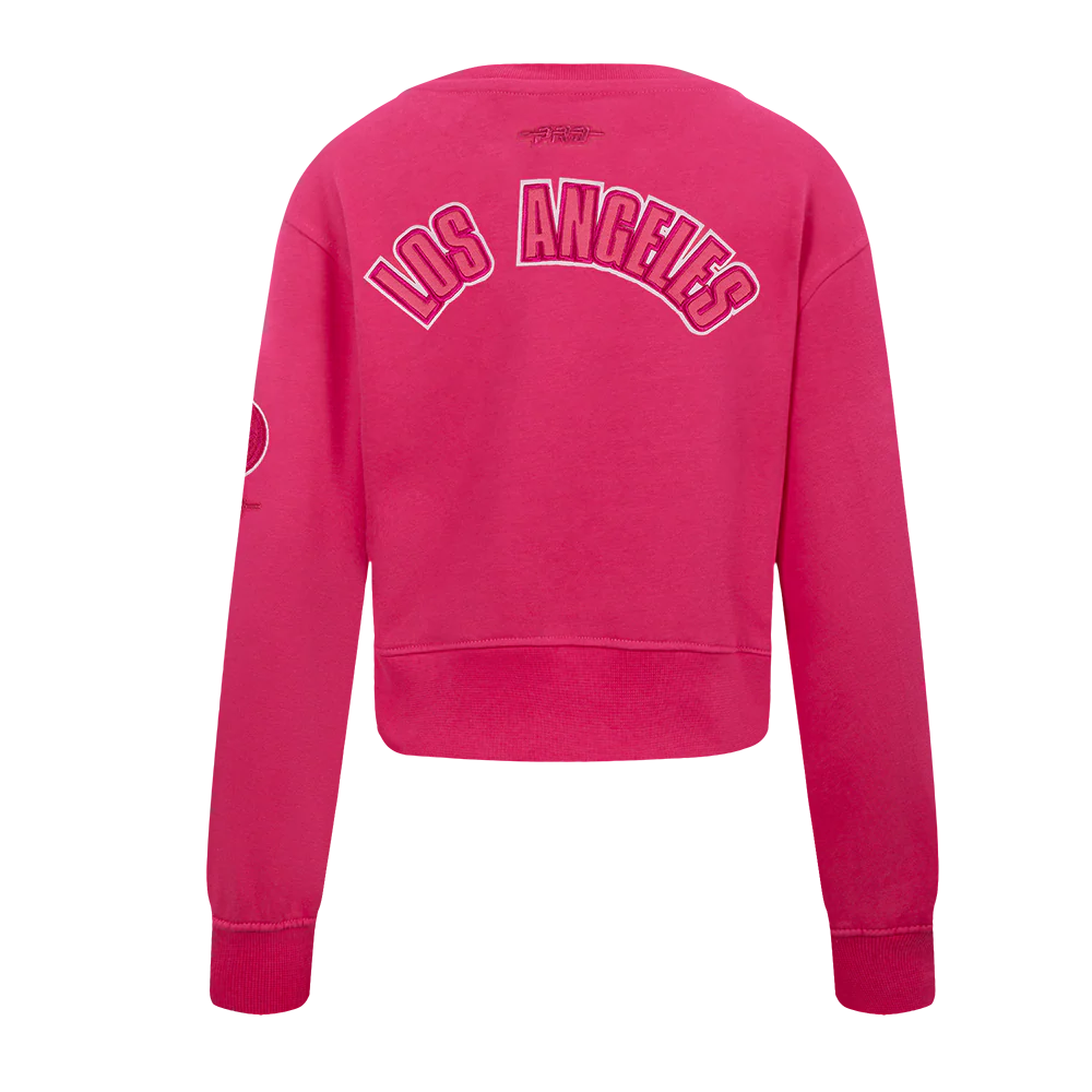 MLB LOS ANGELES DODGERS TRIPLE PINK LITTLE GIRLS FLEECE CREWNECK