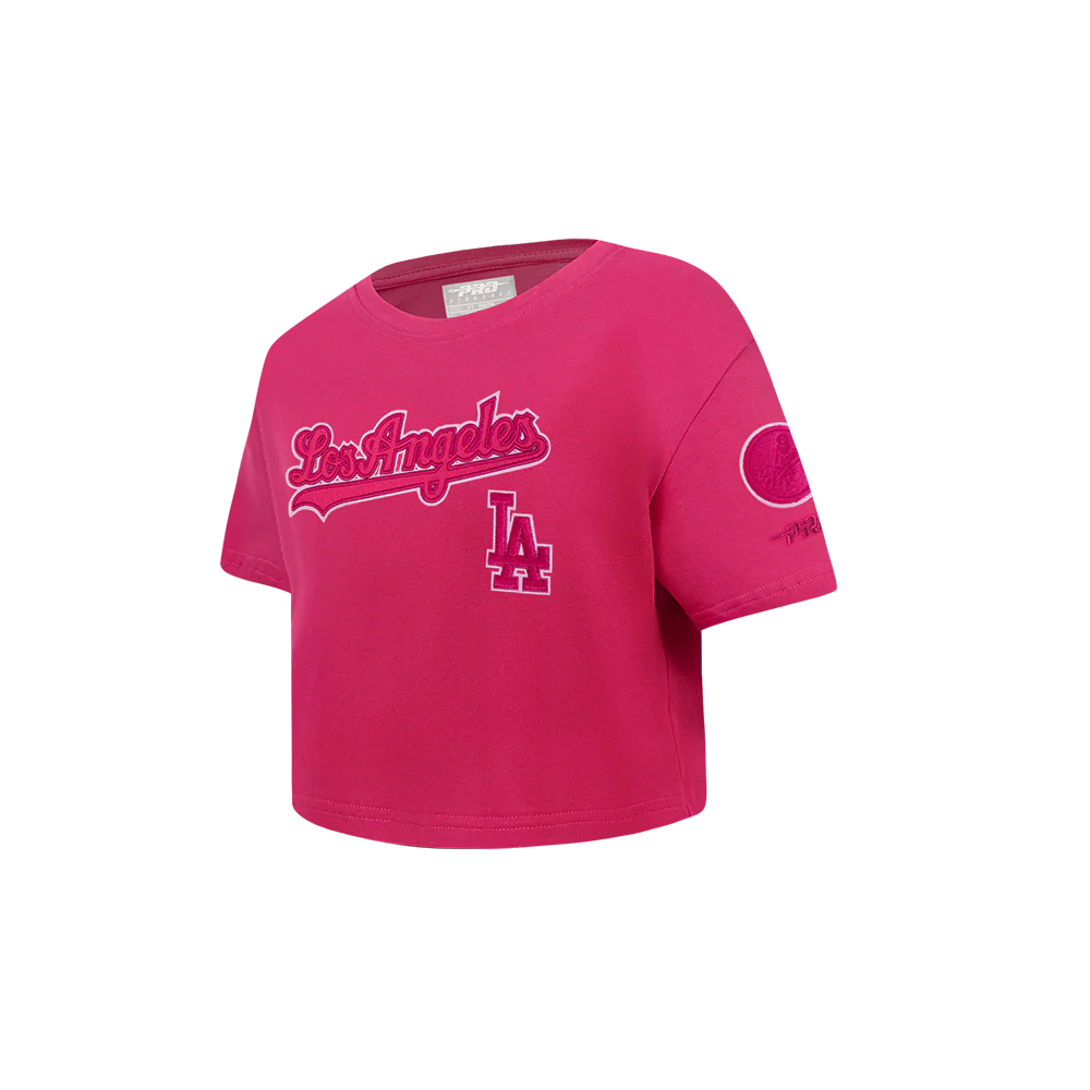 MLB LOS ANGELES DODGERS TRIPLE PINK TODDLER GIRLS SHORT SLEEVE BOXY TOP