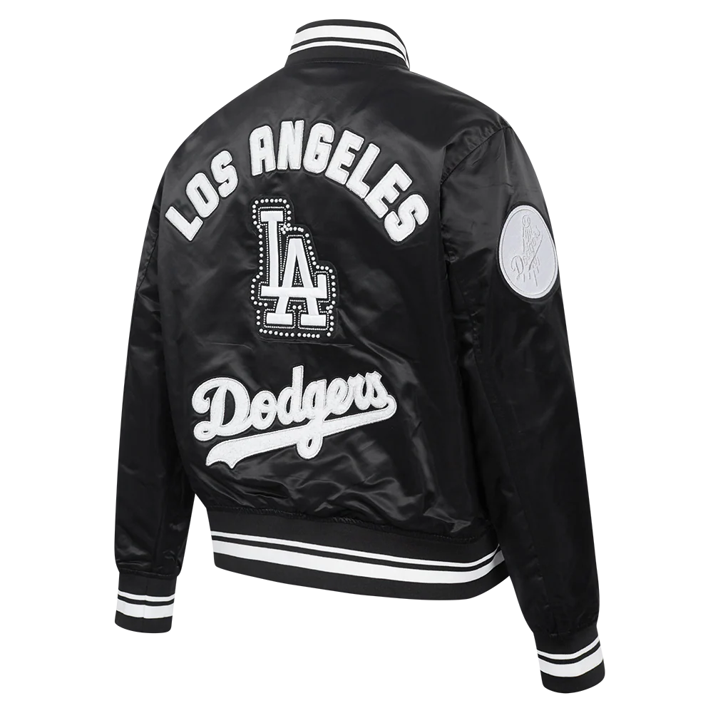 MLB LOS ANGELES DODGERS PEARLS WOMEN'S RIB SATIN JACKET