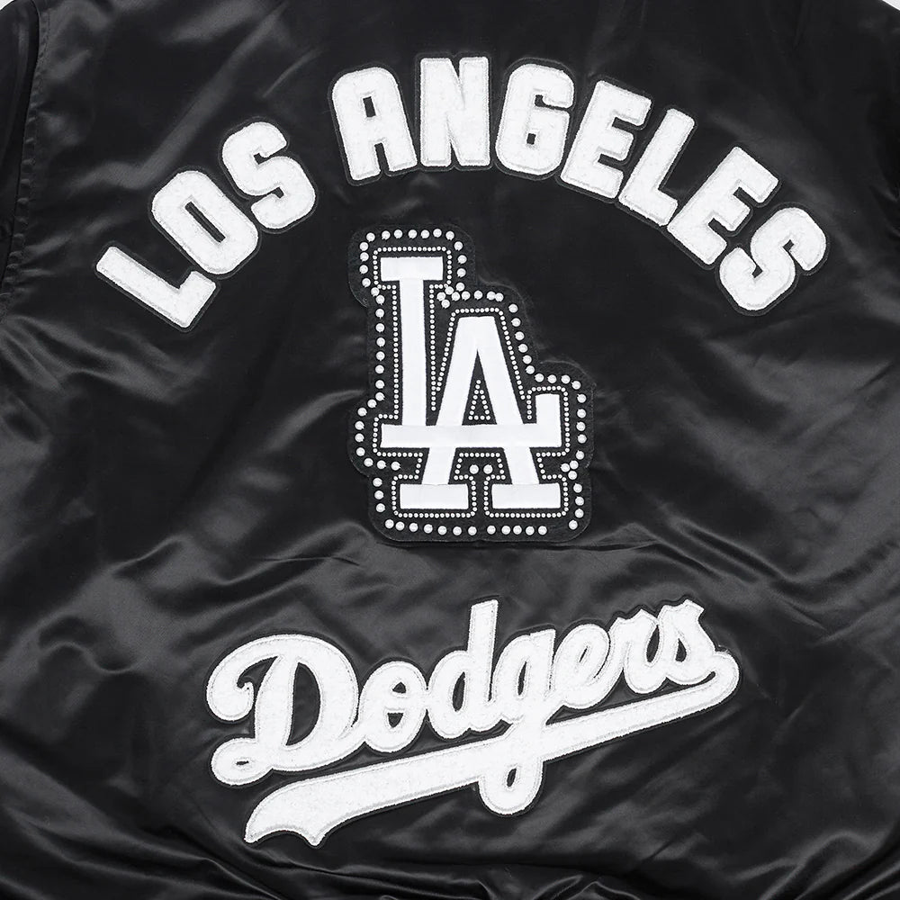 MLB LOS ANGELES DODGERS PEARLS WOMEN'S RIB SATIN JACKET