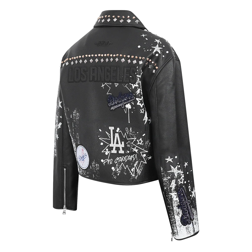 MLB LOS ANGELES DODGERS SKETCHBOOK WOMEN'S LEATHER JACKET