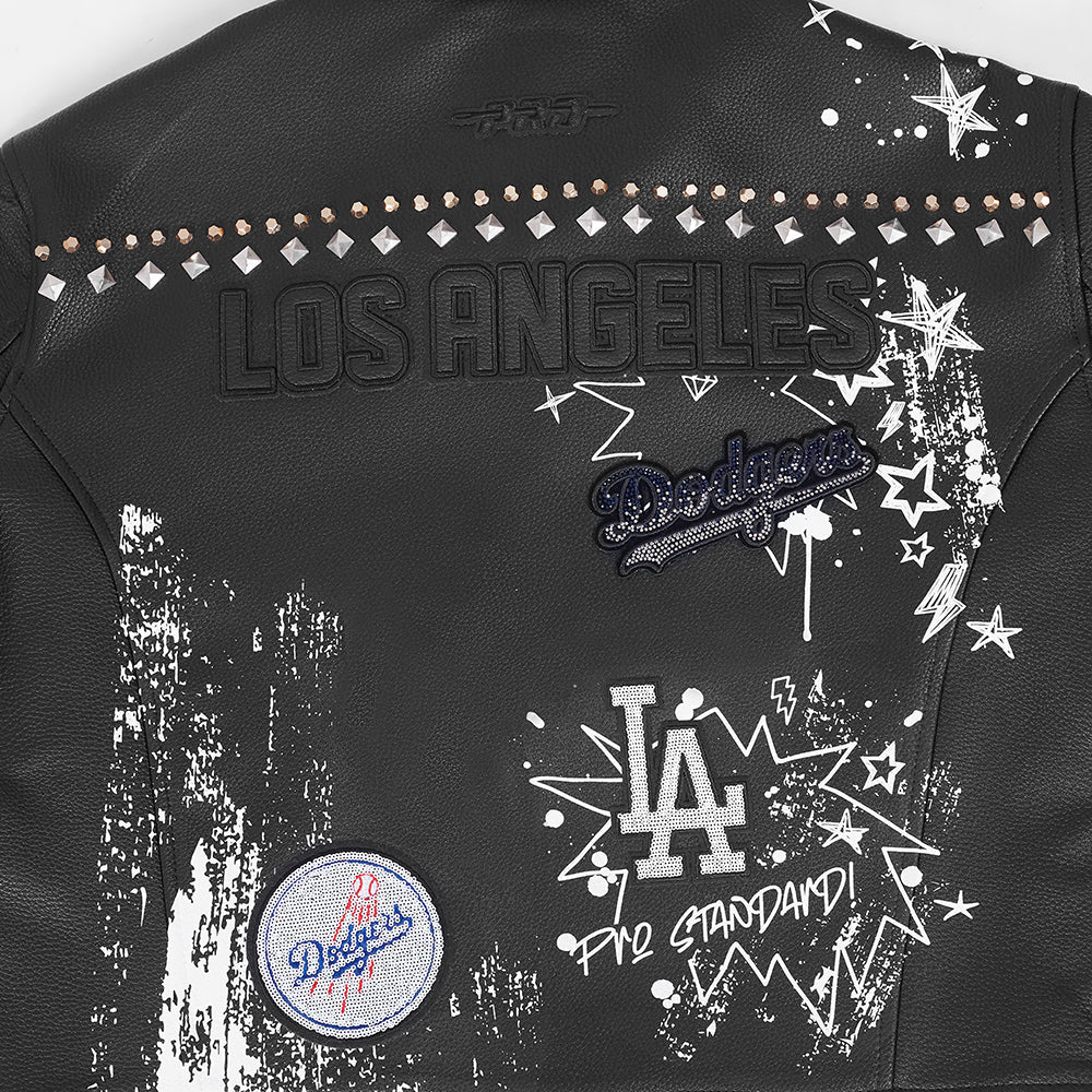 MLB LOS ANGELES DODGERS SKETCHBOOK WOMEN'S LEATHER JACKET