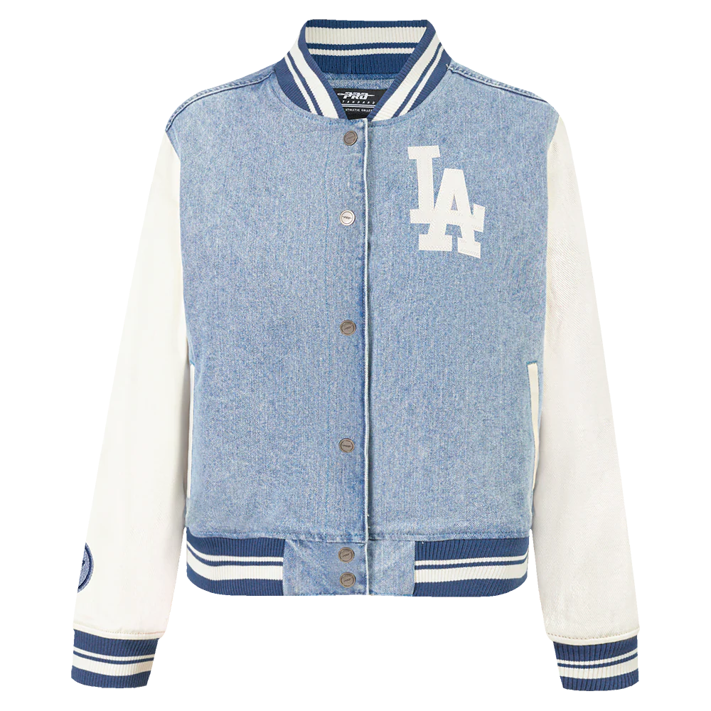 MLB LOS ANGELES DODGERS VARSITY BLUES WOMEN'S DENIM VARSITY JACKET