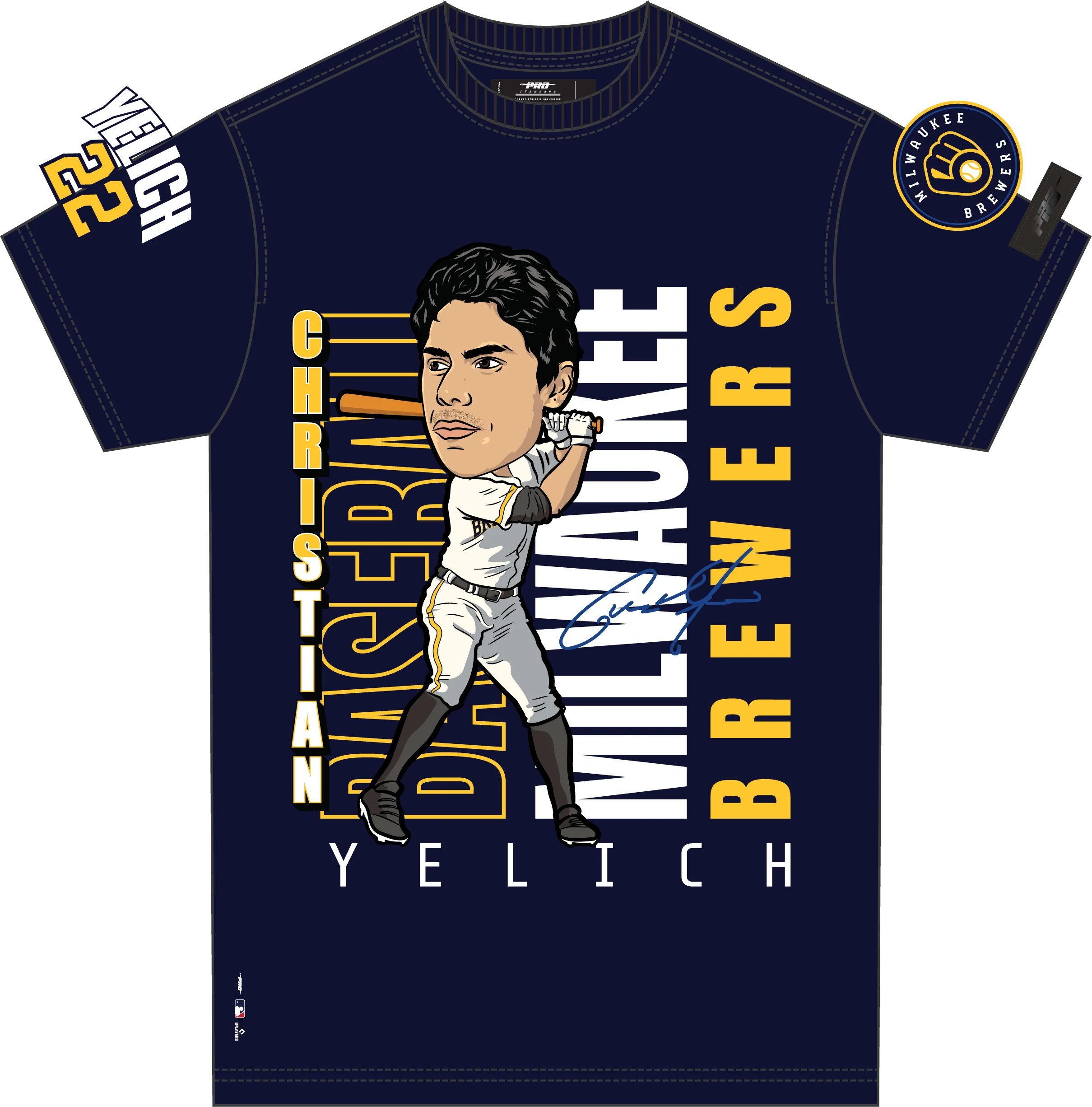 MLB MILWAUKEE BREWERS CHRISTIAN YELICH #22 REMIX AVATAR SINGLE JERSEY MEN'S TOP