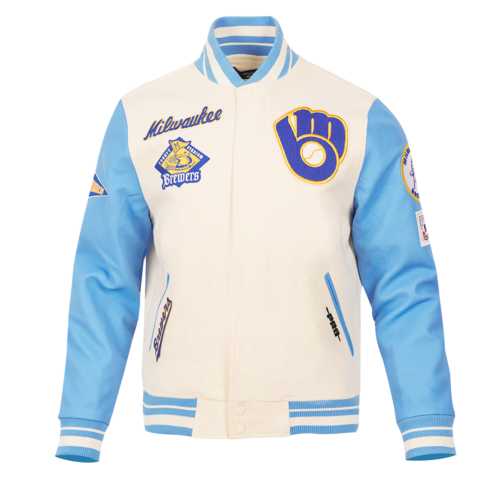 MLB MILWAUKEE BREWERS RETRO CLASSIC MEN'S RIB WOOL VARSITY JACKET