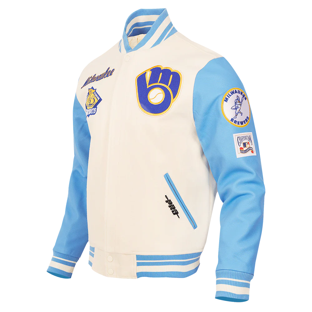 MLB MILWAUKEE BREWERS RETRO CLASSIC MEN'S RIB WOOL VARSITY JACKET