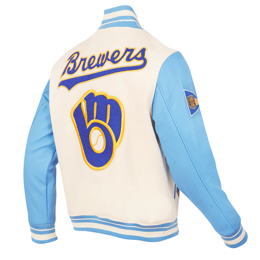 MLB MILWAUKEE BREWERS RETRO CLASSIC MEN'S RIB WOOL VARSITY JACKET
