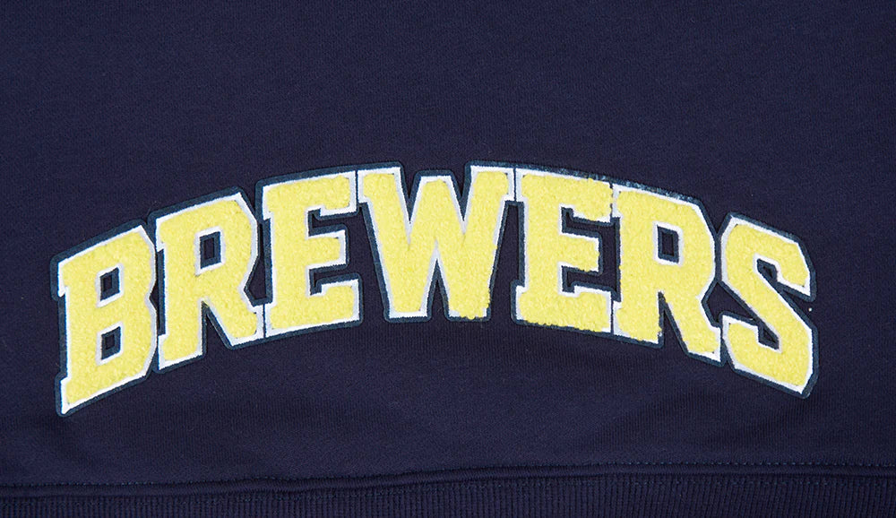 MLB MILWAUKEE BREWERS CLASSIC WOMEN'S CROPPED PULLOVER HOODIE