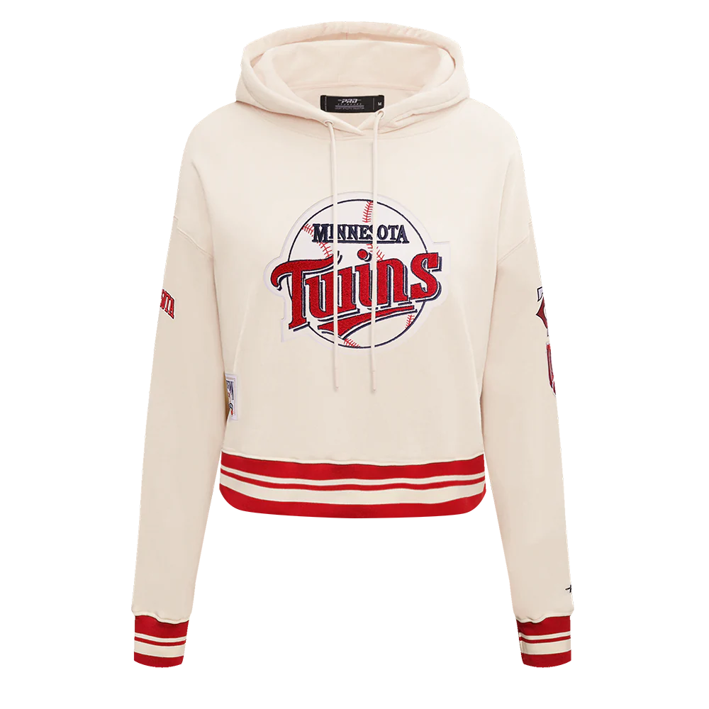 MLB MINNESOTA TWINS RETRO CLASSIC WOMEN'S RIB CROPPED PULLOVER HOODIE