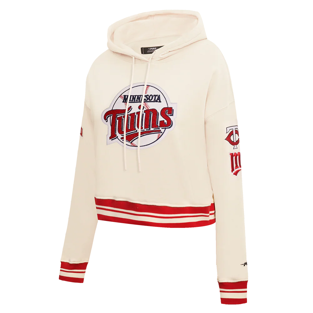 MLB MINNESOTA TWINS RETRO CLASSIC WOMEN'S RIB CROPPED PULLOVER HOODIE