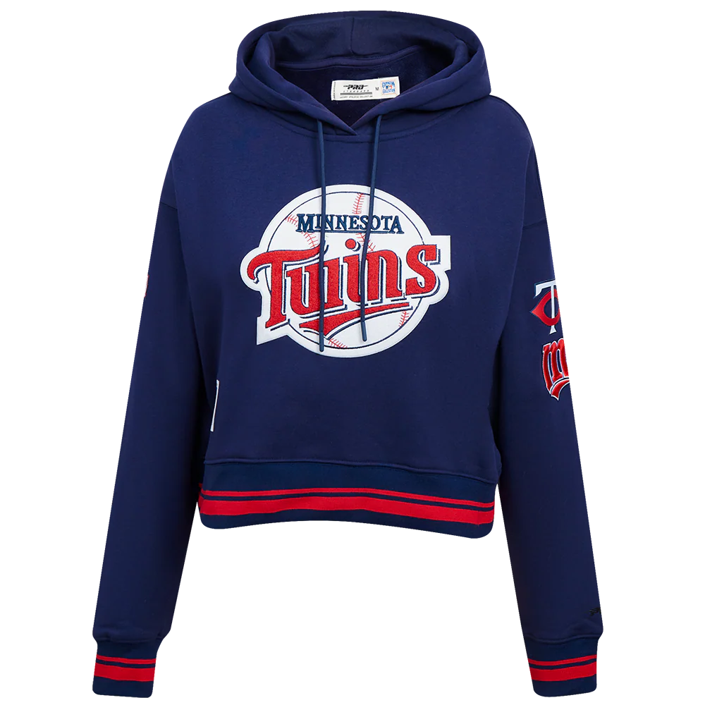 MLB MINNESOTA TWINS RETRO CLASSIC WOMEN'S RIB CROPPED PULLOVER HOODIE