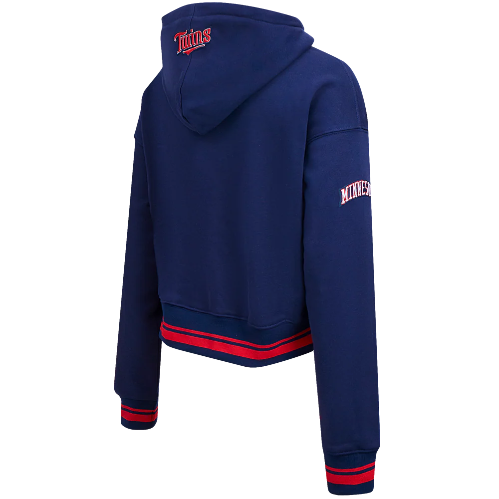 MLB MINNESOTA TWINS RETRO CLASSIC WOMEN'S RIB CROPPED PULLOVER HOODIE