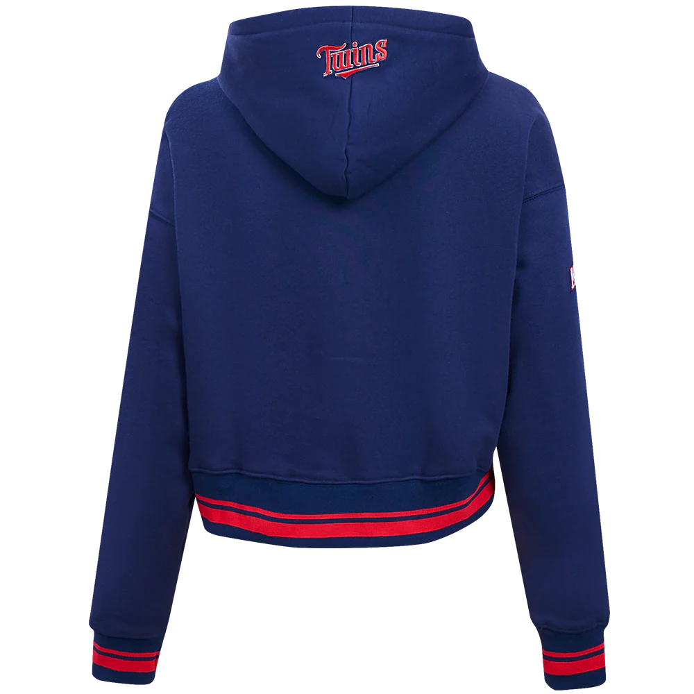 MLB MINNESOTA TWINS RETRO CLASSIC WOMEN'S RIB CROPPED PULLOVER HOODIE