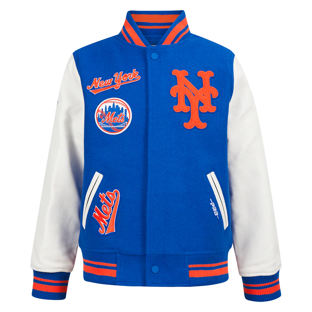 MLB NEW YORK METS RETRO CLASSIC BIG BOYS RIB WOOL VARSITY JACKET