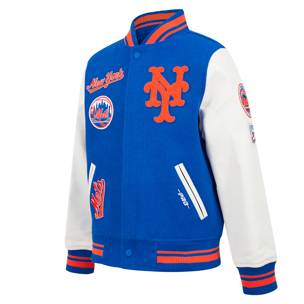 MLB NEW YORK METS RETRO CLASSIC BIG BOYS RIB WOOL VARSITY JACKET