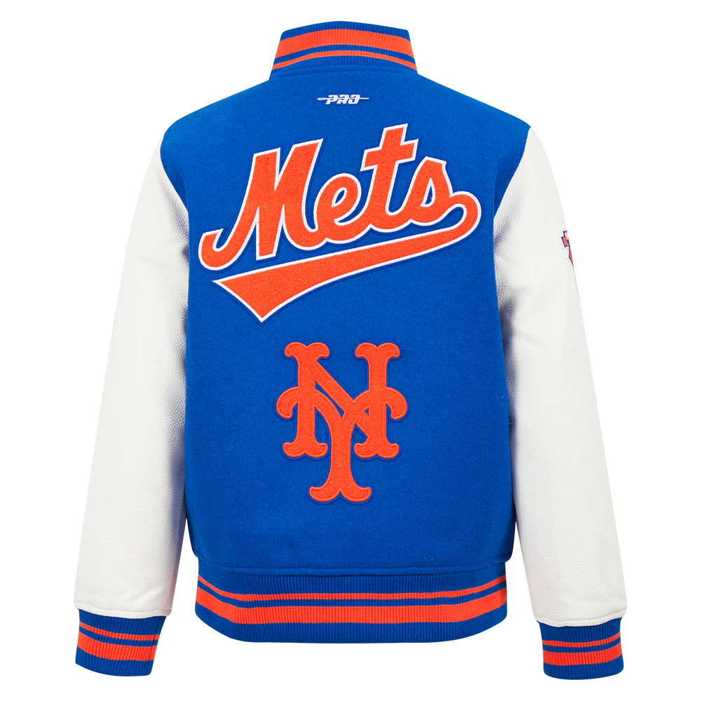 MLB NEW YORK METS RETRO CLASSIC BIG BOYS RIB WOOL VARSITY JACKET